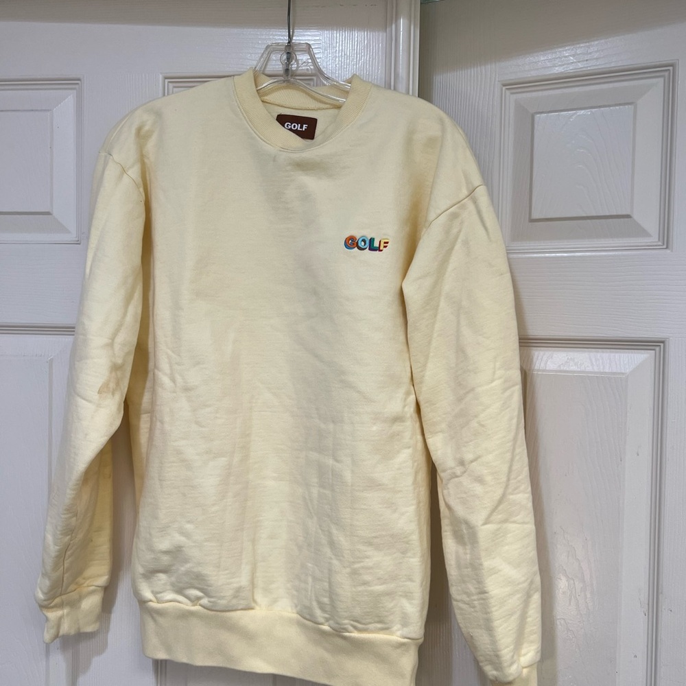 Golf Wang Yellow 3D Embroidered‎ Tyler The Creator Mens crew neck sweater Medium